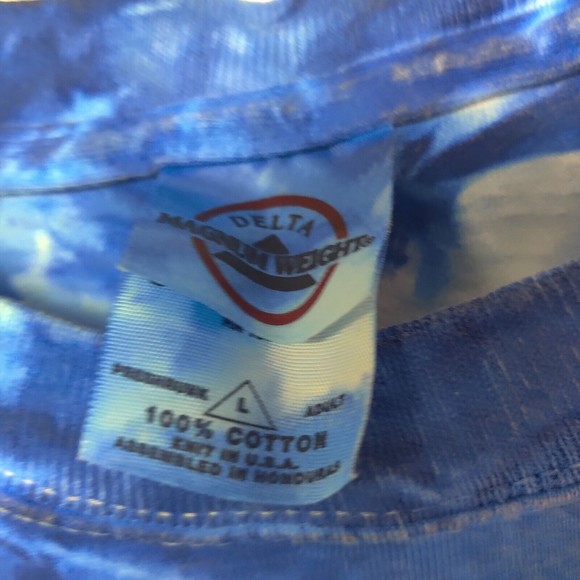 Wizard Of Oz Shirt Mens Large Blue Tie dye Theres No Place Like Curves Movie - Picture 7 of 10